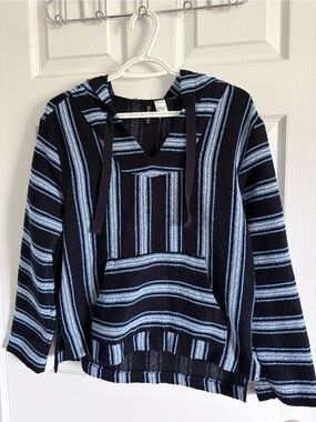 H&M Navy and Light Blue Striped Hooded Sweater